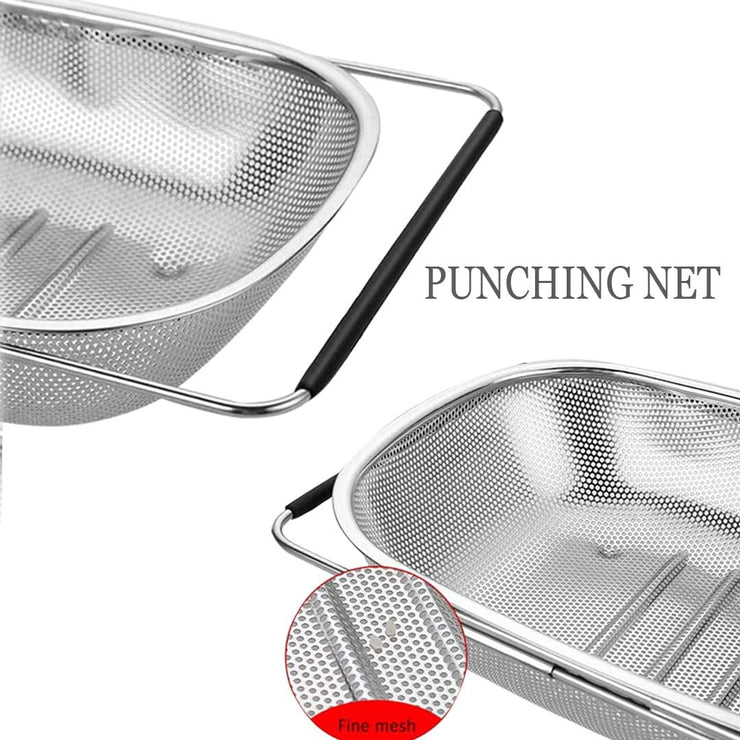 Premium Stainless Steel Oval Colander With Fine Mesh 6 Quart Strainer Basket 