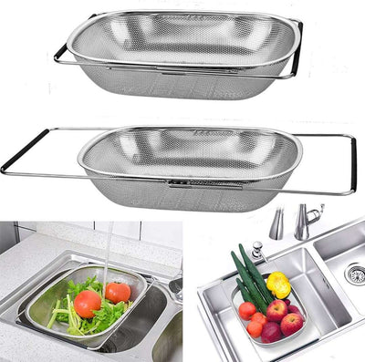 Premium Stainless Steel Oval Colander With Fine Mesh 6 Quart Strainer Basket 