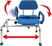 Sliding Shower Chair Tub Transfer Bench with Swivel Seat