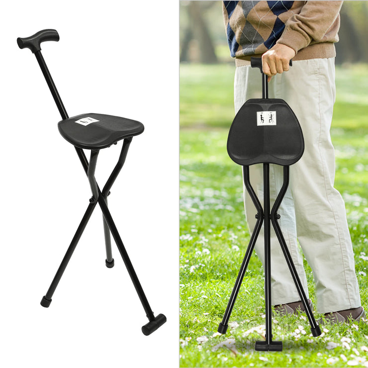 Portable Folding Walking Cane with Tripod Chair Seat - Peak Living Shop